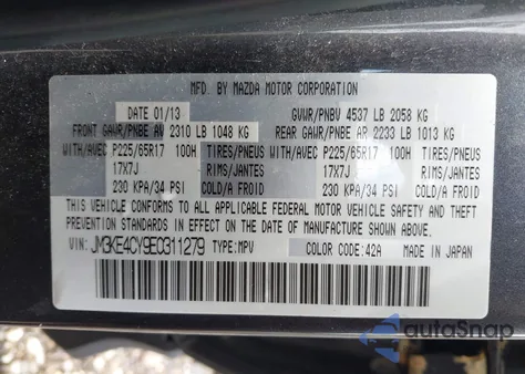 2014 Mazda Cx-5 Touring from USA, damaged, VIN JM3KE4CY9E0311279